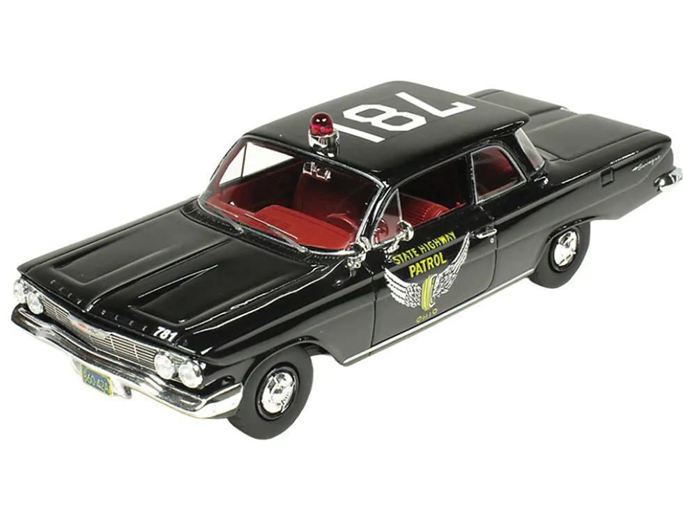 1961 Chevrolet Biscayne "Ohio State Highway Patrol" Black with Red Interior Limited Edition to 150 pieces Worldwide 1/43 Model Car by Goldvarg Collection