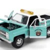 1980 Chevrolet Blazer Light Green with White Top and Graphics and Smokey Bear Diecast Figure "Smokey Bear" "Hollywood Rides" Series 1/24 Diecast Model by Jada