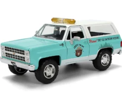 1980 Chevrolet Blazer Light Green with White Top and Graphics and Smokey Bear Diecast Figure "Smokey Bear" "Hollywood Rides" Series 1/24 Diecast Model by Jada