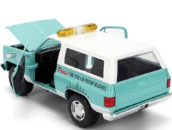 1980 Chevrolet Blazer Light Green with White Top and Graphics and Smokey Bear Diecast Figure