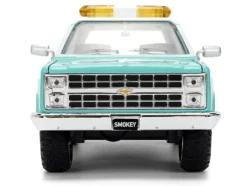 1980 Chevrolet Blazer Light Green with White Top and Graphics and Smokey Bear Diecast Figure