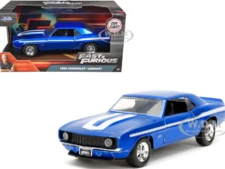 1969 Chevrolet Camaro Blue Metallic with White Stripes "2 Fast 2 Furious" (2003) Movie "Fast & Furious" Series 1/32 Diecast Model Car by Jada