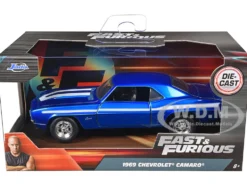 1969 Chevrolet Camaro Blue Metallic with White Stripes