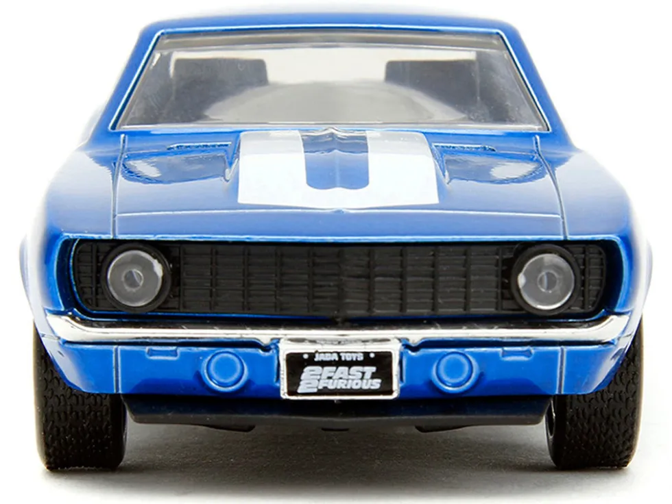 1969 Chevrolet Camaro Blue Metallic with White Stripes "2 Fast 2 Furious" (2003) Movie "Fast & Furious" Series 1/32 Diecast Model Car by Jada