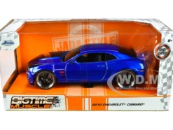 2010 Chevrolet Camaro Candy Blue with Black Hood Bigtime Muscle Series 1/24 Diecast Model Car Jada 34209