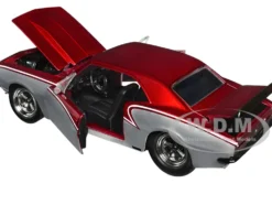 1967 Chevrolet Camaro Candy Red and Silver Metallic Bigtime Muscle Series 1/24 Diecast Model Car Jada 34719