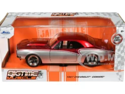 1967 Chevrolet Camaro Candy Red and Silver Metallic Bigtime Muscle Series 1/24 Diecast Model Car Jada 34719