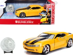 2006 Chevrolet Camaro Concept Yellow Bumblebee Robot on Chassis Collectible Metal Coin Transformers Movie 1/24 Diecast Model Car Jada 98497
