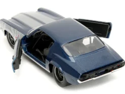 1973 Chevrolet Camaro Dark Blue Metallic with Gray Stripes and Winter Soldier Diecast Figure Marvel Avengers Hollywood Rides Series 1/32 Diecast Model Car Jada 33073