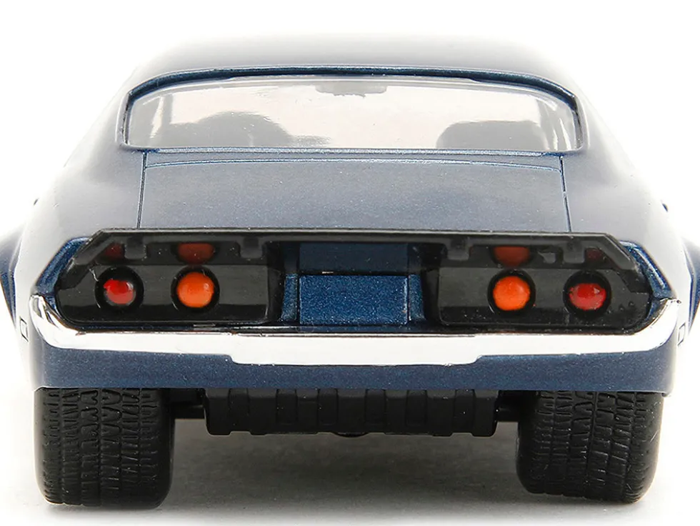 1973 Chevrolet Camaro Dark Blue Metallic with Gray Stripes and Winter Soldier Diecast Figure Marvel Avengers Hollywood Rides Series 1/32 Diecast Model Car Jada 33073