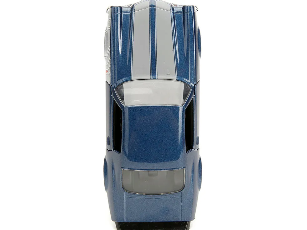 1973 Chevrolet Camaro Dark Blue Metallic with Gray Stripes and Winter Soldier Diecast Figure Marvel Avengers Hollywood Rides Series 1/32 Diecast Model Car Jada 33073