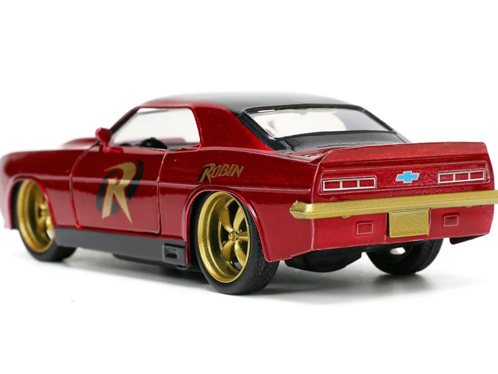 1969 Chevrolet Camaro Dark Red Metallic Black Top Robin Diecast Figure Batman Hollywood Rides Series 1/32 Diecast Model Car Jada 33088