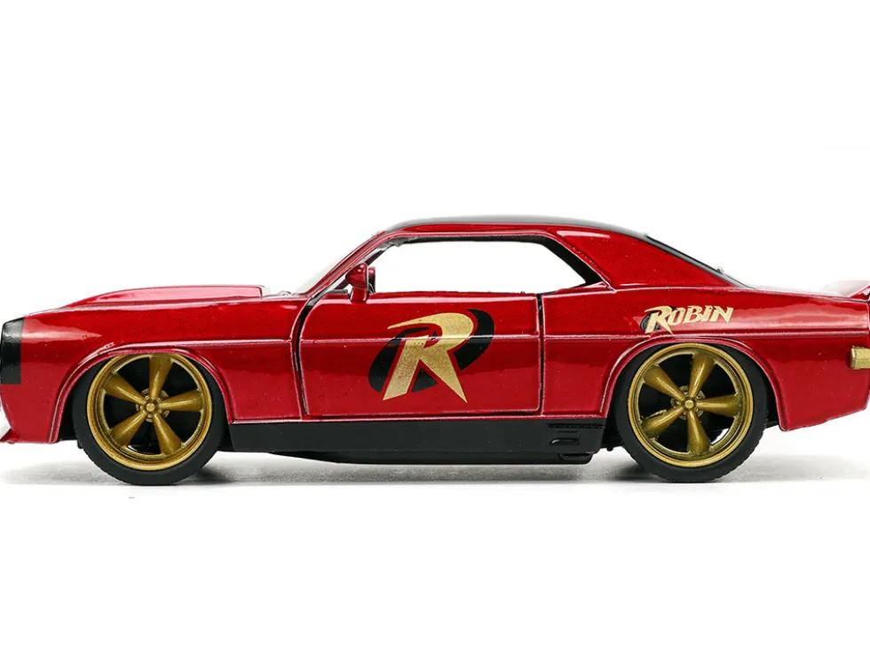 1969 Chevrolet Camaro Dark Red Metallic Black Top Robin Diecast Figure Batman Hollywood Rides Series 1/32 Diecast Model Car Jada 33088