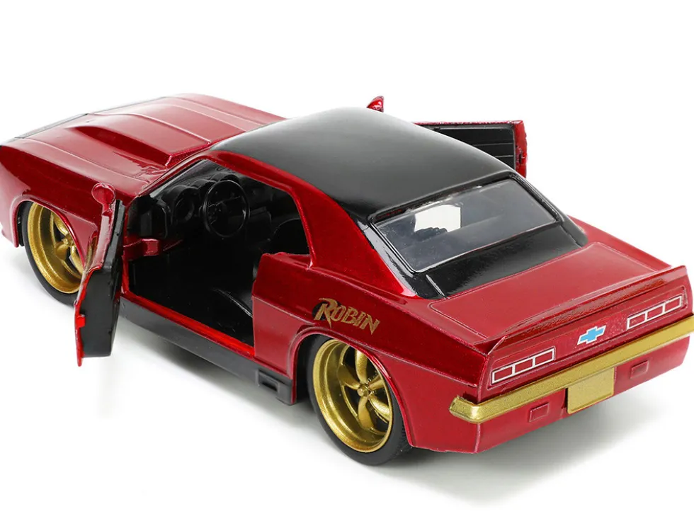 1969 Chevrolet Camaro Dark Red Metallic Black Top Robin Diecast Figure Batman Hollywood Rides Series 1/32 Diecast Model Car Jada 33088