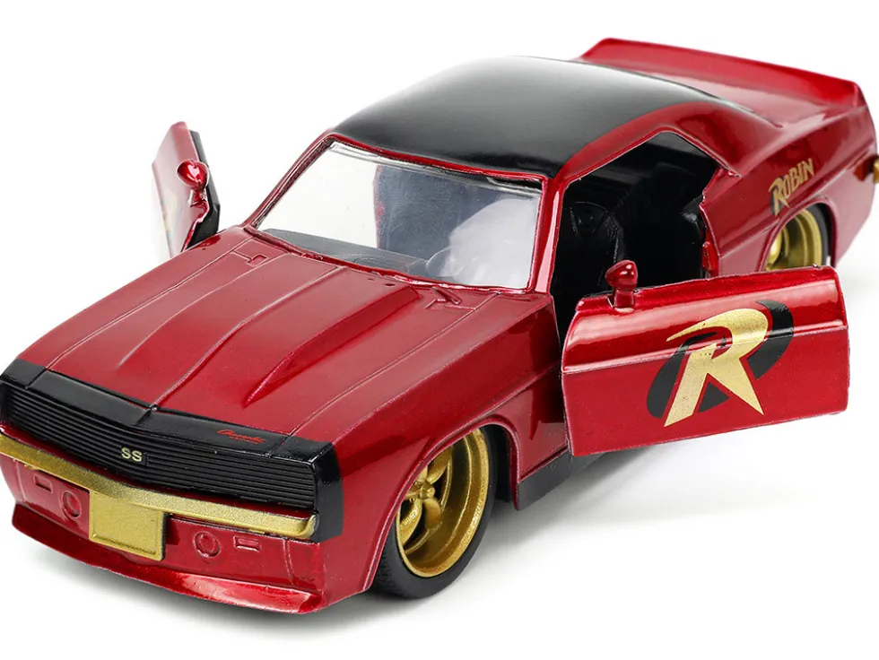 1969 Chevrolet Camaro Dark Red Metallic Black Top Robin Diecast Figure Batman Hollywood Rides Series 1/32 Diecast Model Car Jada 33088