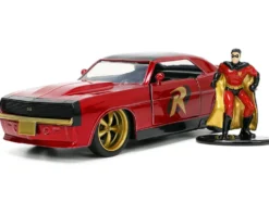 1969 Chevrolet Camaro Dark Red Metallic Black Top Robin Diecast Figure Batman Hollywood Rides Series 1/32 Diecast Model Car Jada 33088