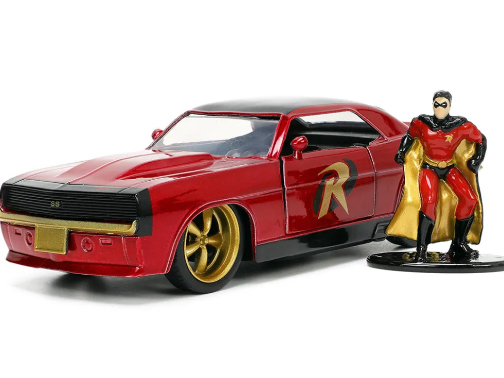 1969 Chevrolet Camaro Dark Red Metallic Black Top Robin Diecast Figure Batman Hollywood Rides Series 1/32 Diecast Model Car Jada 33088