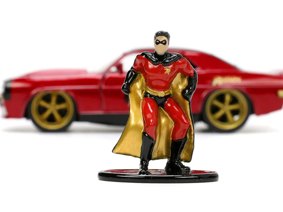 1969 Chevrolet Camaro Dark Red Metallic Black Top Robin Diecast Figure Batman Hollywood Rides Series 1/32 Diecast Model Car Jada 33088