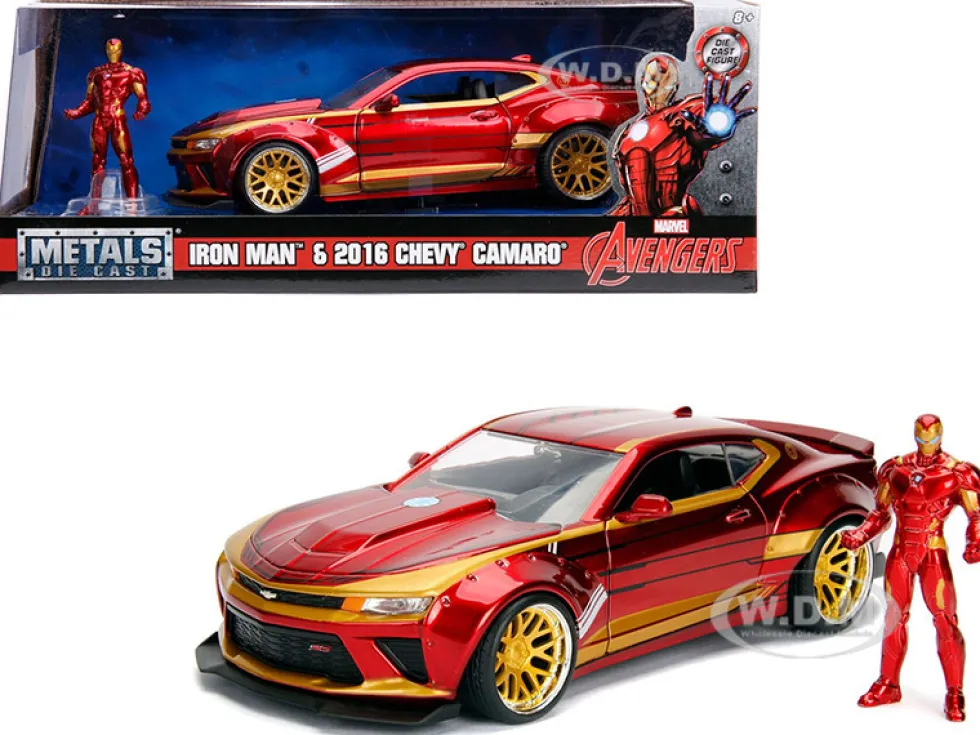 2016 Chevrolet Camaro Iron Man Diecast Figure Marvel Series 1/24 Diecast Model Car Jada 99724