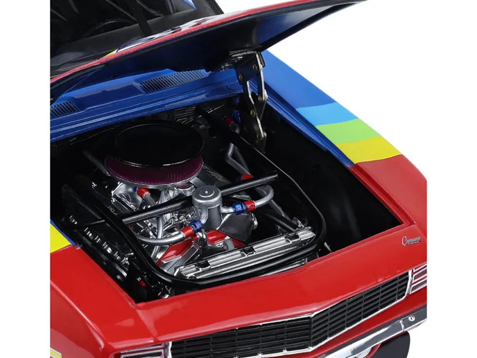 1969 Chevrolet Camaro #24 Jeff Gordon "Hendrick Motorsports First Win Tribute" Blue and Red with Rainbow Stripes 1/18 Diecast Model Car by Highway 61