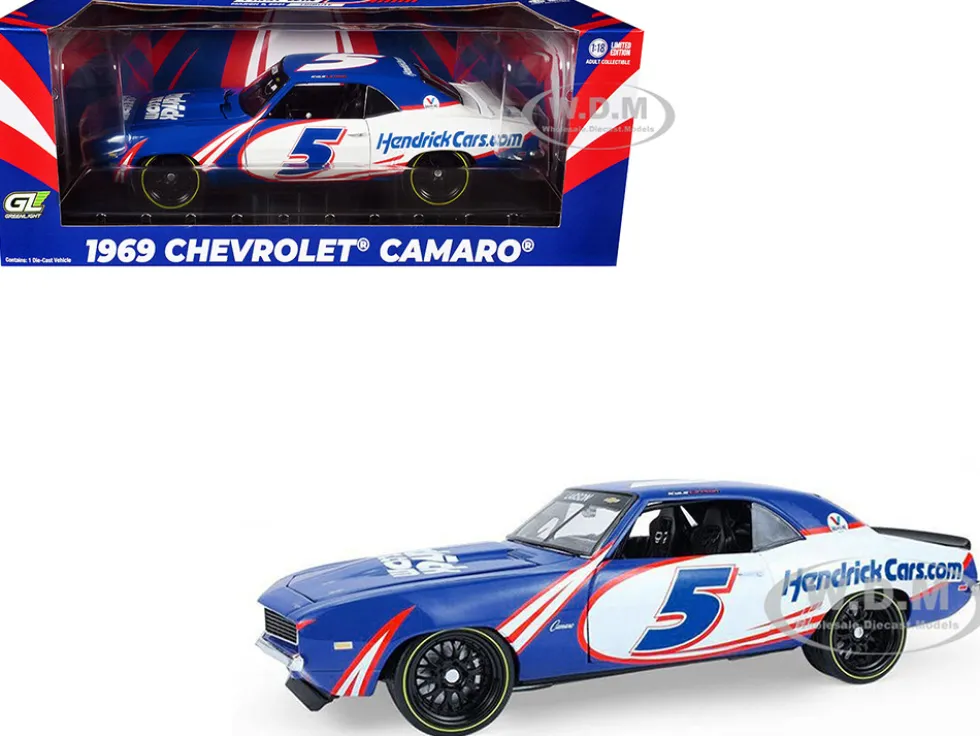 1969 Chevrolet Camaro #5 Kyle Larson "Hendrick Motorsports First Win Tribute" Blue and White with Graphics 1/18 Diecast Model Car by Highway 61