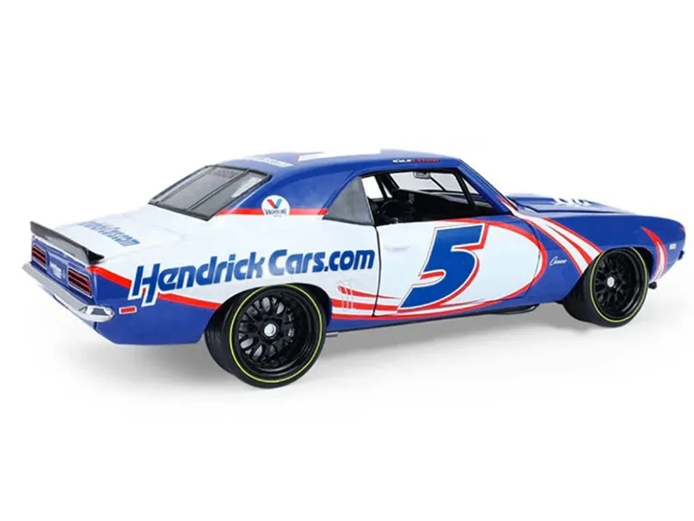 1969 Chevrolet Camaro #5 Kyle Larson "Hendrick Motorsports First Win Tribute" Blue and White with Graphics 1/18 Diecast Model Car by Highway 61