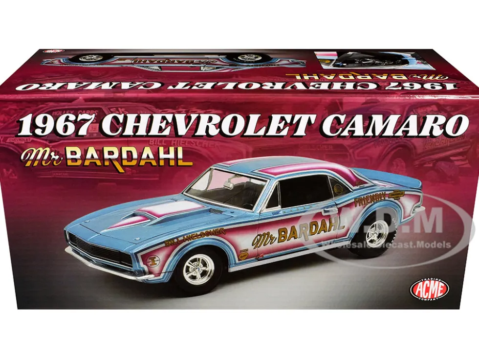 1967 Chevrolet Camaro "Mr. Bardahl Drag Car" Blue Metallic with Red and White Graphics Limited Edition to 312 pieces Worldwide 1/18 Diecast Model Car by ACME