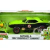 1967 Chevrolet Camaro Offroad Bright Green Matt Black Dirty Version Raphael Diecast Figure Teenage Mutant Ninja Turtles Hollywood Rides Series 1/24 Diecast Model Car Jada 33386
