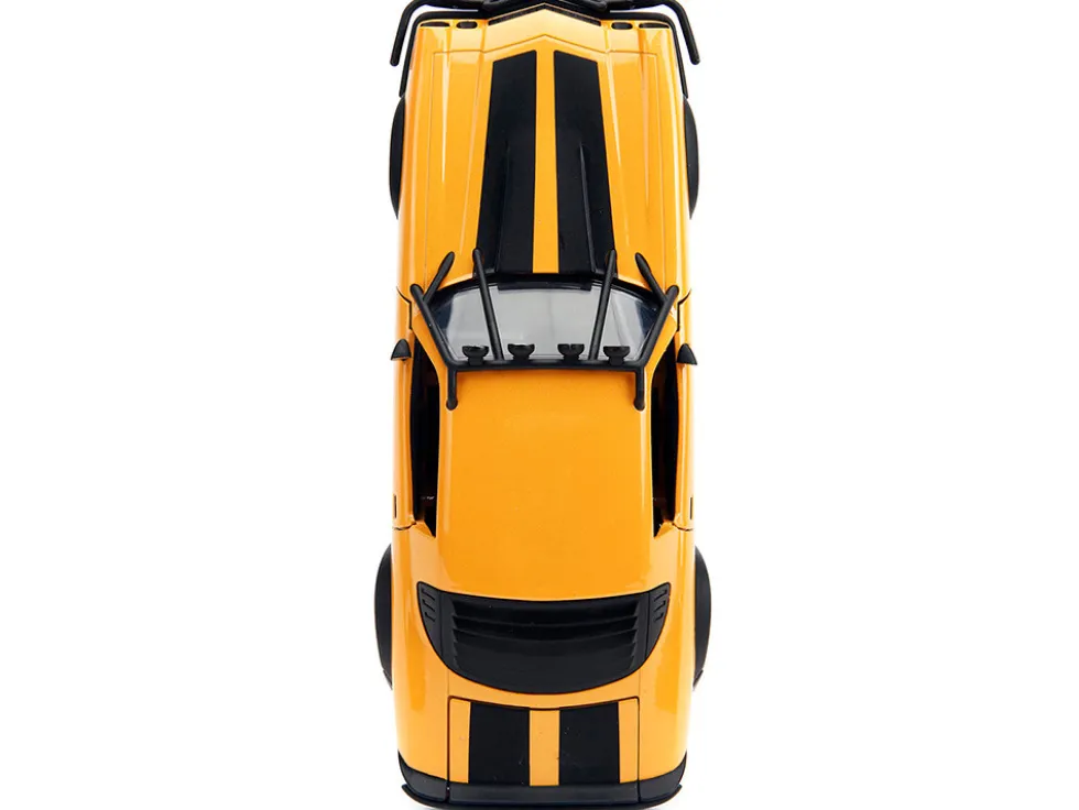 1977 Chevrolet Camaro Off Road Version Bumblebee Yellow Metallic with Black Stripes and Transformers Logo Diecast Statue Transformers Rise of the Beasts 2023 Movie Hollywood Rides Series 1/24 Diecast Model Car Jada 34263