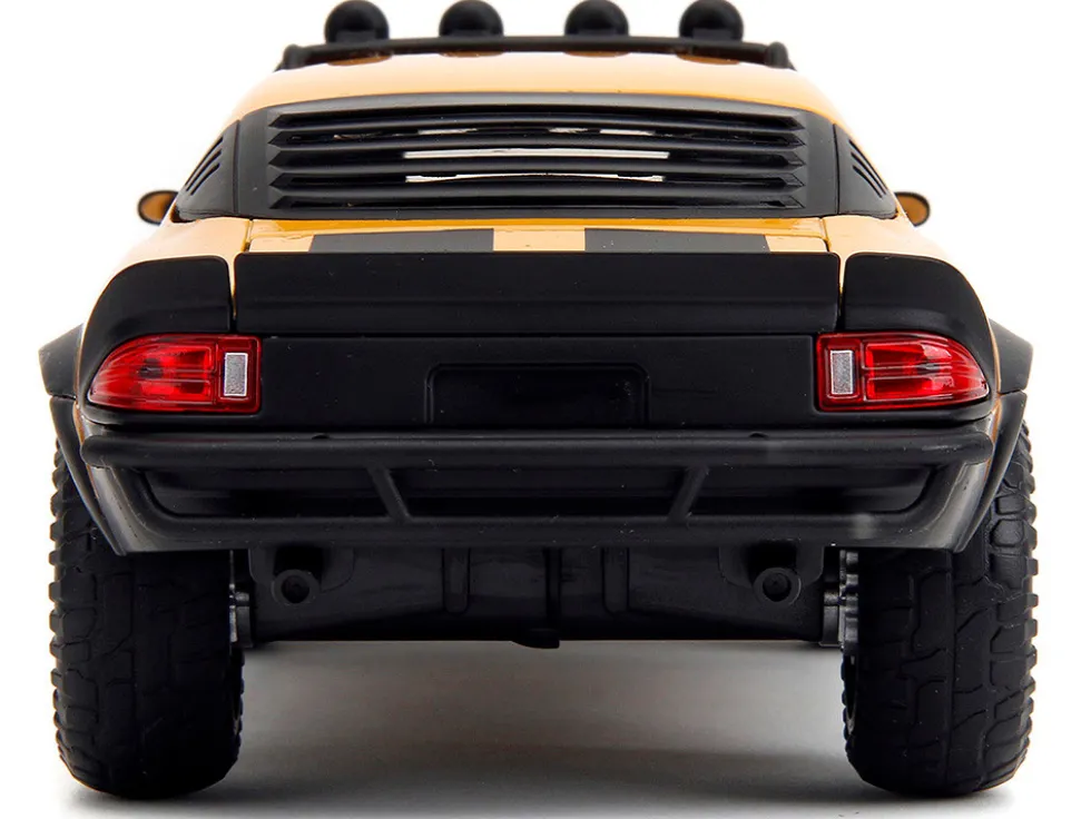 1977 Chevrolet Camaro Off Road Version Bumblebee Yellow Metallic with Black Stripes and Transformers Logo Diecast Statue Transformers Rise of the Beasts 2023 Movie Hollywood Rides Series 1/24 Diecast Model Car Jada 34263