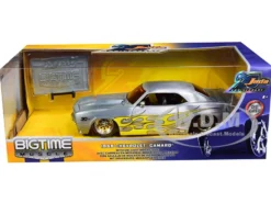1969 Chevrolet Camaro Raw Metal Yellow Flames Bigtime Muscle Jada 20th Anniversary 1/24 Diecast Model Car Jada 31073