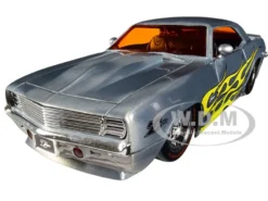 1969 Chevrolet Camaro Raw Metal Yellow Flames Bigtime Muscle Jada 20th Anniversary 1/24 Diecast Model Car Jada 31073