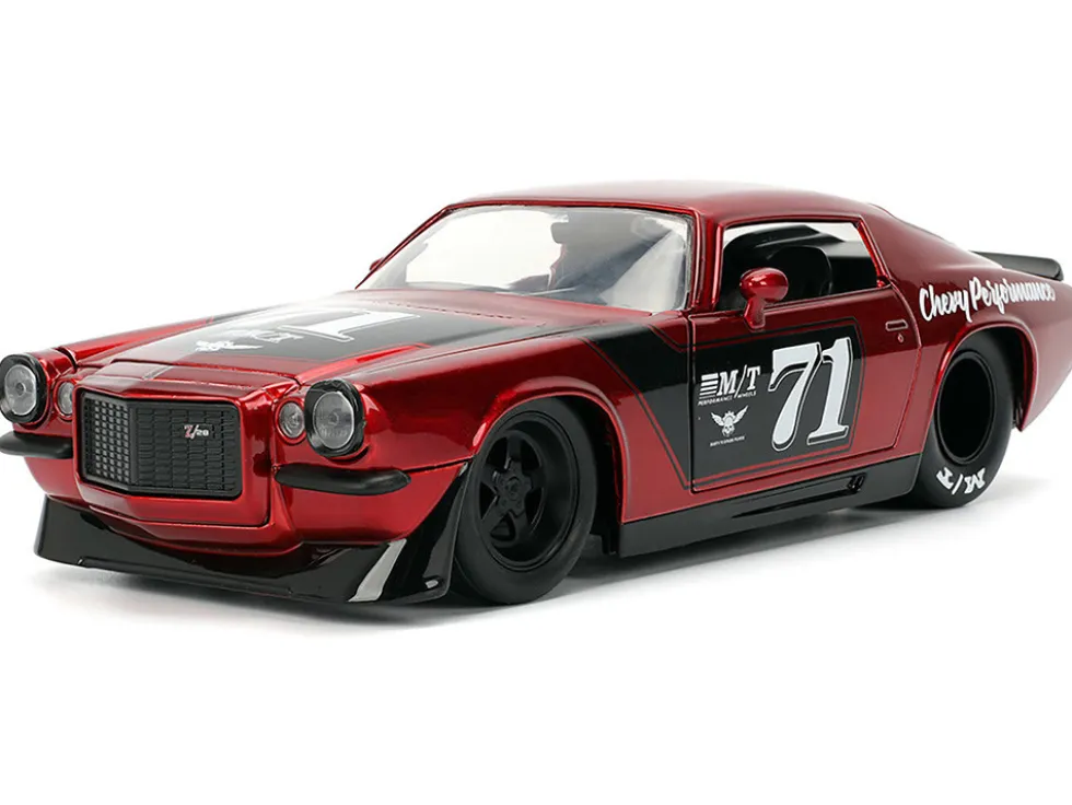 1971 Chevrolet Camaro #71 Red Metallic with Black Stripes "Bigtime Muscle" Series 1/24 Diecast Model Car by Jada