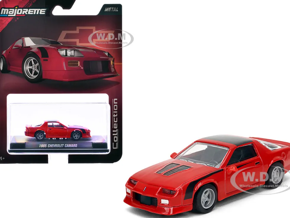 1985 Chevrolet Camaro Red with Black Top and Stripes "Collection" Series 1/64 Diecast Model Car by Majorette