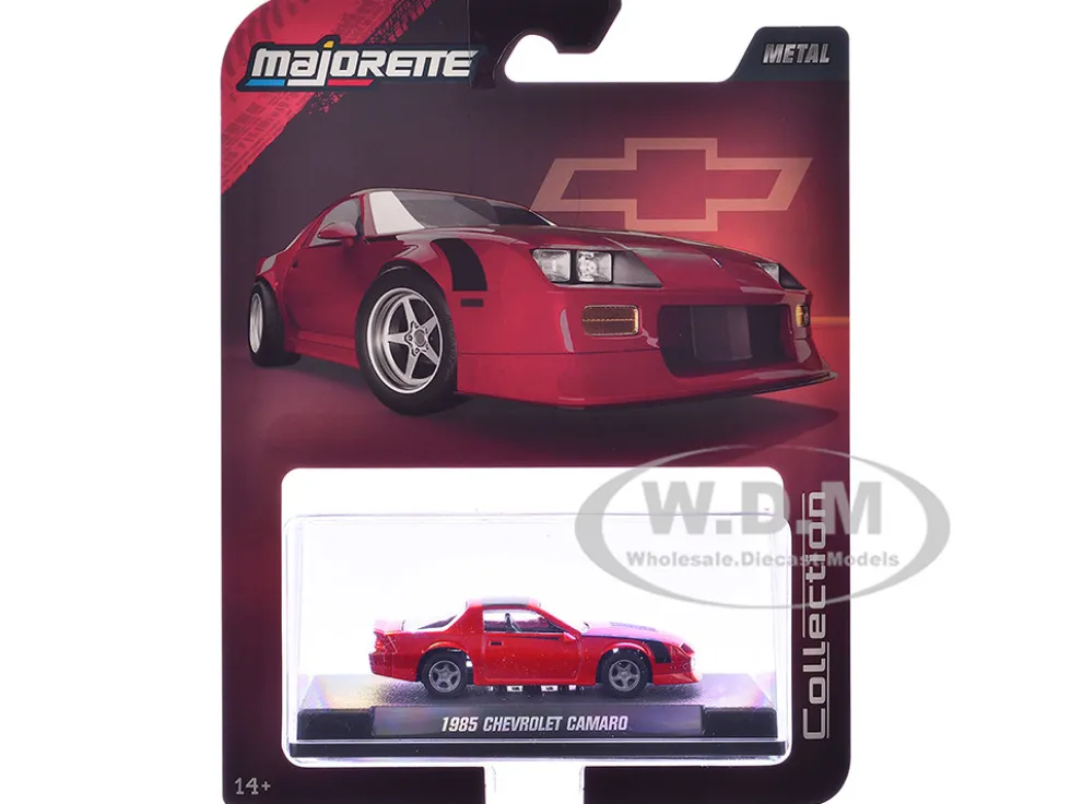 1985 Chevrolet Camaro Red with Black Top and Stripes "Collection" Series 1/64 Diecast Model Car by Majorette