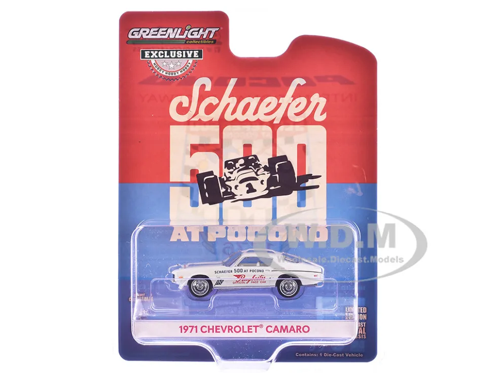 1971 Chevrolet Camaro "1971 Schaefer 500 at Pocono Raybestos Official Pace Car" White with White Interior "Hobby Exclusive" Series 1/64 Diecast Model Car by Greenlight