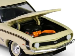 1969 Chevrolet Camaro SS 396 Butternut Yellow with Black Stripes "Barrett-Jackson" Series 15 1/64 Diecast Model Car by Greenlight
