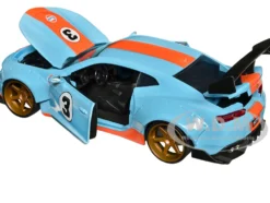 2016 Chevrolet Camaro Widebody #3 Light Blue with Orange Stripes Gulf Oil Wide Body Series 1/24 Diecast Model Car Jada 35209