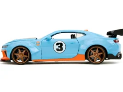 2016 Chevrolet Camaro Widebody #3 Light Blue with Orange Stripes Gulf Oil Wide Body Series 1/24 Diecast Model Car Jada 35209