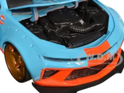 2016 Chevrolet Camaro Widebody #3 Light Blue with Orange Stripes Gulf Oil Wide Body Series 1/24 Diecast Model Car Jada 35209