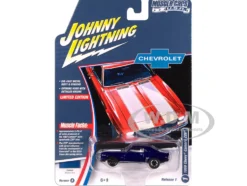 1969 Chevrolet Camaro Z28 Blue Metallic with White Stripes and Interior "Muscle Cars USA" Series 1/64 Diecast Model Car by Johnny Lightning