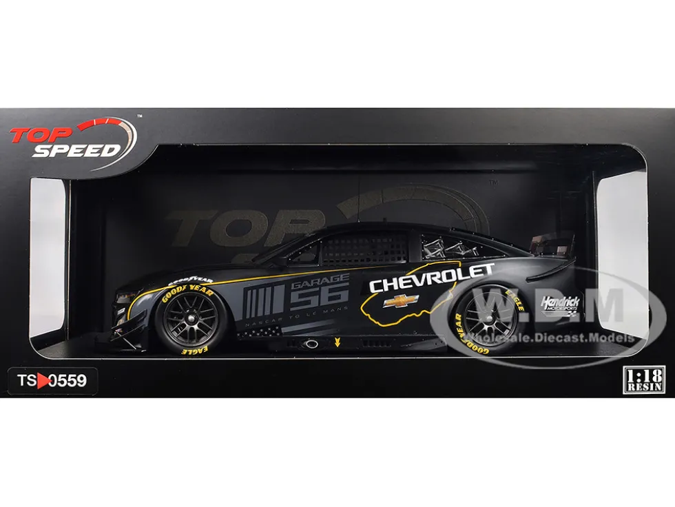 Chevrolet Camaro ZL1 #24 "Hendrick Motorsports Test Car" Matt Black with Graphics 1/18 Model Car by Top Speed