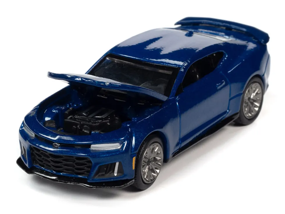 2018 Chevrolet Camaro ZL1 Hyper Blue Metallic Modern Muscle Limited Edition 13000 pieces Worldwide 1/64 Diecast Model Car Auto World 64302 AWSP059 A