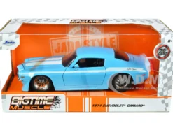 1971 Chevrolet Camaro Z/28 Light Blue White Stripes Bigtime Muscle Series 1/24 Diecast Model Car Jada 34201