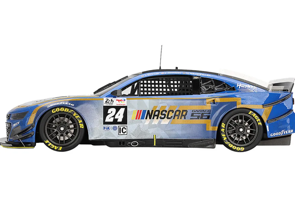 Chevrolet Camaro ZL1 #24 Jenson Button - Jimmie Johnson - Mike Rockenfeller (Post-Race Weathered Version) "Hendrick Motorsports - NASCAR Next Gen Garage 56" Innovative "24 Hours of Le Mans" (2023) 1/18 Model Car by Top Speed