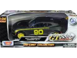 2017 Chevrolet Camaro ZL1 #90 Matt Gray Yellow Stripes GT Racing Series 1/24 Diecast Model Car Motormax 79510gry