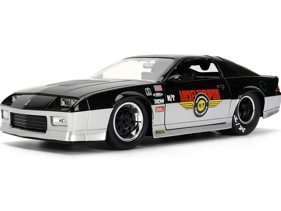1985 Chevrolet Camaro Z28 "Mickey Thompson" Black and Silver Metallic "Bigtime Muscle" Series 1/24 Diecast Model Car by Jada