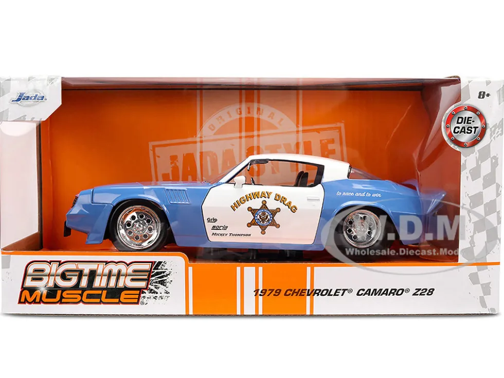 1979 Chevrolet Camaro Z28 Police "Highway Drag" Blue and White "Bigtime Muscle" Series 1/24 Diecast Model Car by Jada
