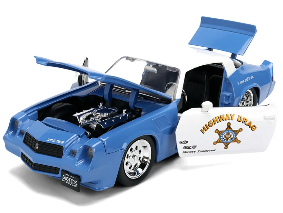 1979 Chevrolet Camaro Z28 Police "Highway Drag" Blue and White "Bigtime Muscle" Series 1/24 Diecast Model Car by Jada