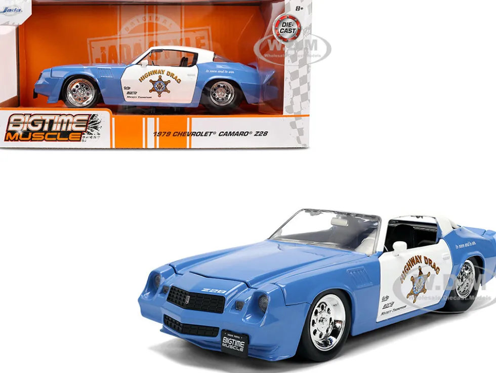 1979 Chevrolet Camaro Z28 Police "Highway Drag" Blue and White "Bigtime Muscle" Series 1/24 Diecast Model Car by Jada